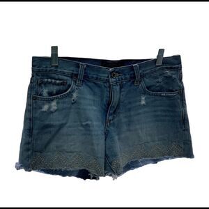 Lucky Brand The Cut Off Raw Hem Embroidered Shorts